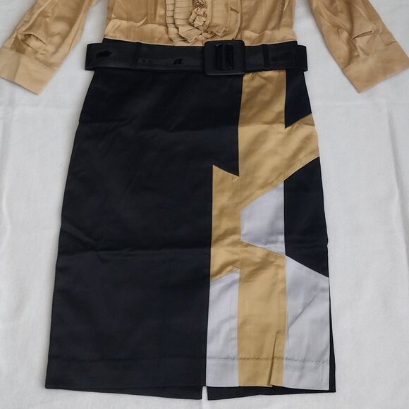 Rachael G. Black and Gold Satin Dress, Size M - Picture 6 of 16